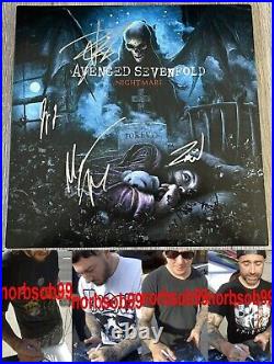 AVENGED SEVENFOLD SIGNED NIGHTMARE VINYL ALBUM LP M. SHADOWS +3 withEXACT PROOF