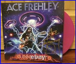 Ace Frehley Signed 10,000 Volts Bubble Gum Vinyl Lp Kiss Gold Signature +photo