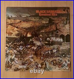 BLACK SABBATH signed vinyl album OZZY, TONY, GEEZER & BILL GREATEST HITS