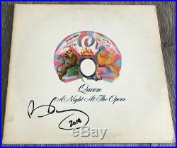 BRIAN MAY SIGNED AUTOGRAPH QUEEN A NIGHT AT THE OPERA VINYL RECORD ALBUM withPROOF