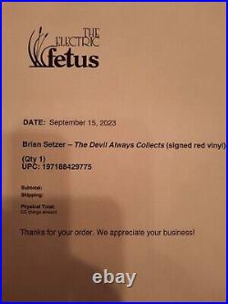 Brian Setzer The Devil Always Collects Signed Red Vinyl LP Album Sold Out