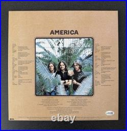 DEWEY BUNNELL SIGNED AMERICA SELF-TITLED VINYL RECORD ALBUM LP With LYRIC INSC JSA