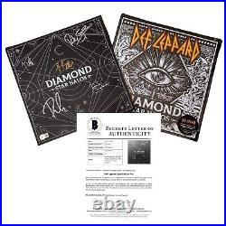 Def Leppard Band Signed Vinyl Diamond Star Halos Record Album Beckett Authentic