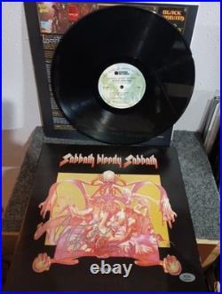 Geezer Butler Signed Vinyl LP Black Sabbath Album Sabbath Bloody Sabbath PSA