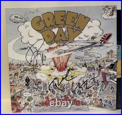 Green Day Billie Joe Tre Signed Dookie Album Vinyl Record Beckett BAS COA