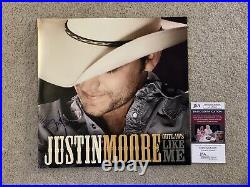 JUSTIN MOORE SIGNED'OUTLAWS LIKE ME' ALBUM VINYL RECORD LP Jsa Coa Auto