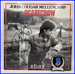 John Cougar Mellencamp Signed Scarecrow Vinyl Album Lp Record Beckett Coa