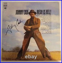 Johnny Cash Signed Auto Mean As Hell Album LP Vinyl Legend Beckett LOA