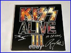 KISS Signed Alive III 3 Album Vinyl LP Record Personalized Kulick, Stanley Proof
