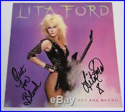 LITA FORD Signed Autograph Out For Blood Album Vinyl Record LP The Runaways