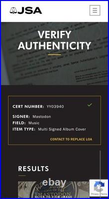 Mastodon SIGNED Call Of The Mastodon 12 Yellow Vinyl Album Brent Hinds JSA COA