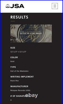 Mastodon SIGNED Call Of The Mastodon 12 Yellow Vinyl Album Brent Hinds JSA COA