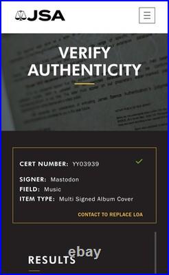 Mastodon SIGNED Leviathan 12 Blue Vinyl Album LP Gatefold Brent Hinds JSA LOA