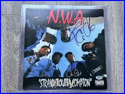 N. W. A Straight Outta Compton Vinyl Album LP Dr Dre Ice Cube Dual Signed PSA