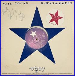 Neil Young Signed Autograph Album Vinyl Record LP Hawks & Doves with JSA COA
