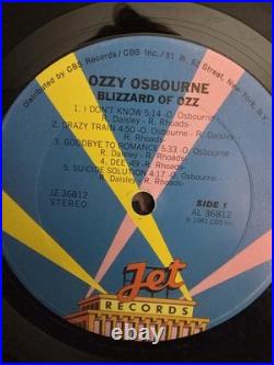 Ozzy Osbourne Signed Blizzard Of Ozz Vinyl Album 1981 JZ36812 Jet Records