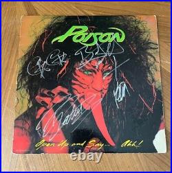 POISON signed vinyl album OPEN UP AND SAY AHH BRET MICHAELS + 3 1
