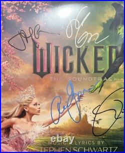 Signed Ariana Grande Cynthia Erivo Jon Chu Goldblum Wicked Vinyl Record Album LP
