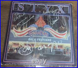 Styx Signed Paradise Theater by All 5 Original Members on Album LP Vinyl + Shirt