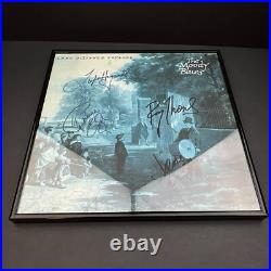 THE MOODY BLUES Band SIGNED Long Distance Voyager Vinyl Album LP COA x4 Framed