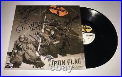 Wu Tang Clan Hand Signed Iron Flag Vinyl Album Lp With Jsa Loa 9 Members